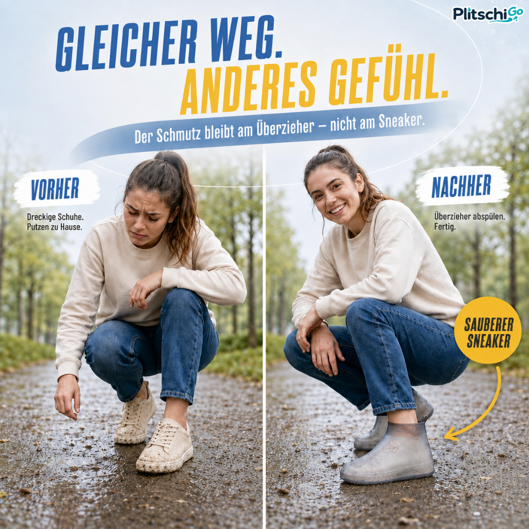 PlitschiGo 💧 Trockene Sneaker. Sauber unterwegs.